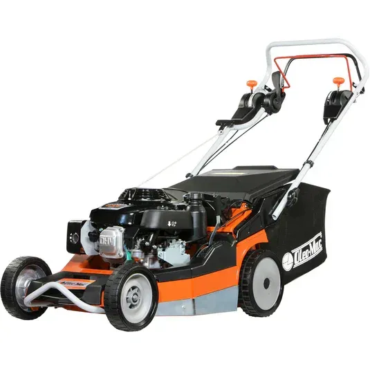 Une tondeuse à gazon orange