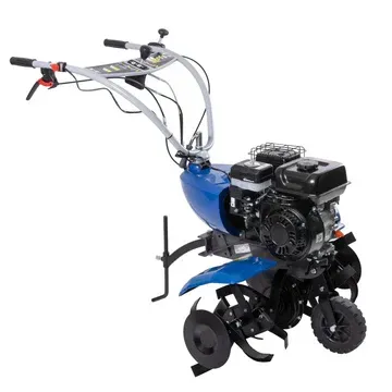 Un engin de motoculture bleu