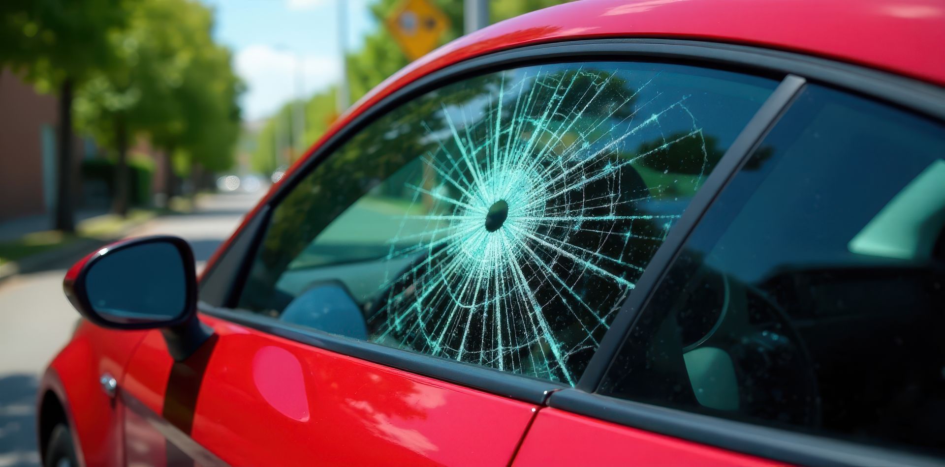 Vitre latérale de voiture brisée
