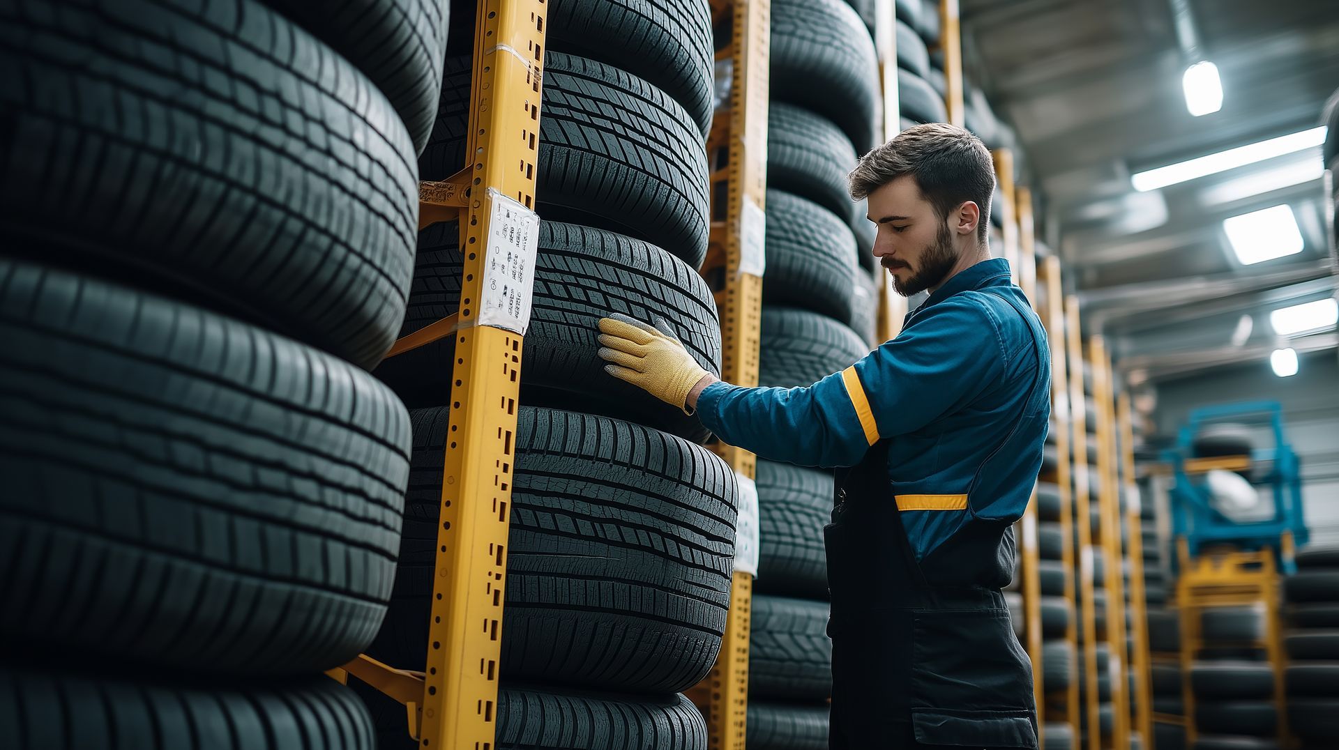Stock de pneus sur plusieurs étages