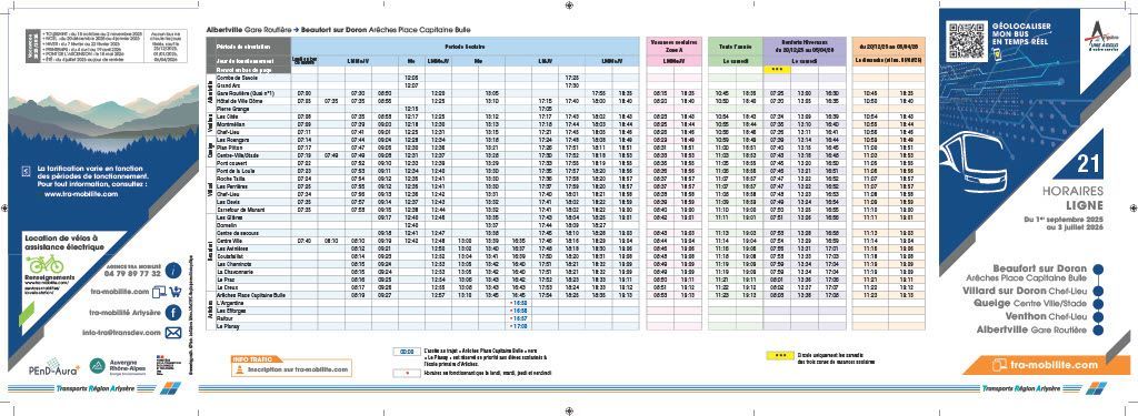 Horaires année 2025-2026 ligne 21 page 1