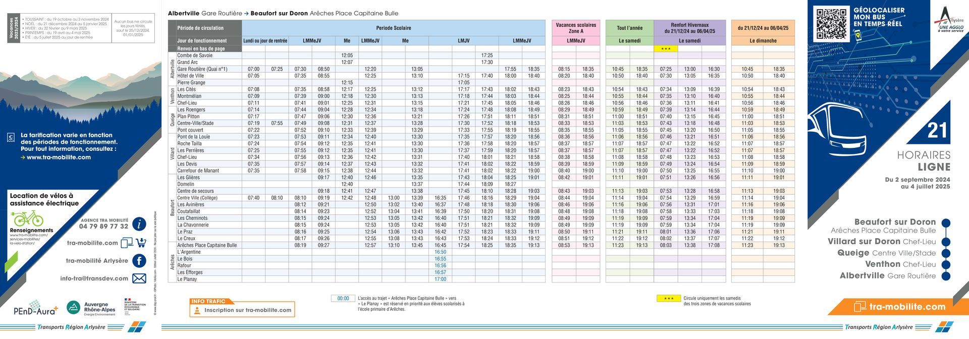 Horaires année 2024-2025 ligne 21 page 1