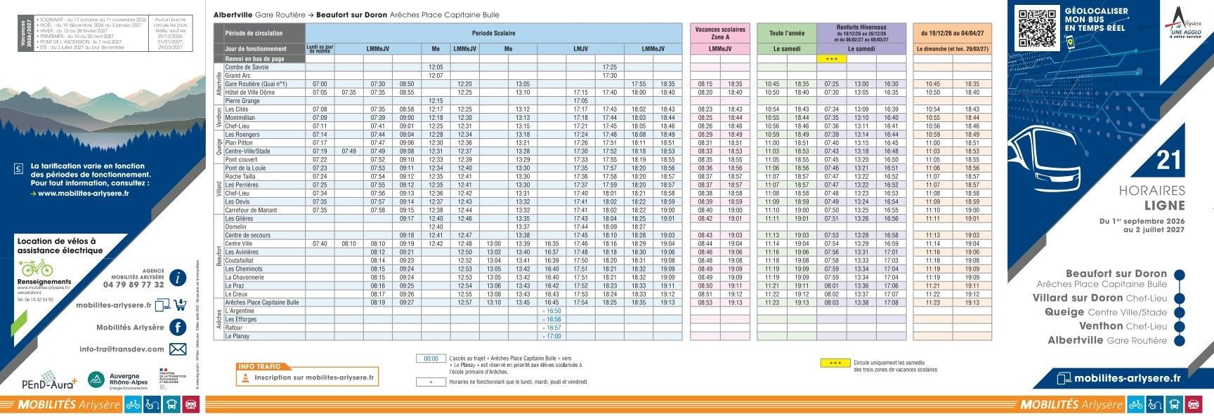 Horaires ligne 21 2025-2026 Horaires année 2025-2026 ligne 21 page 1