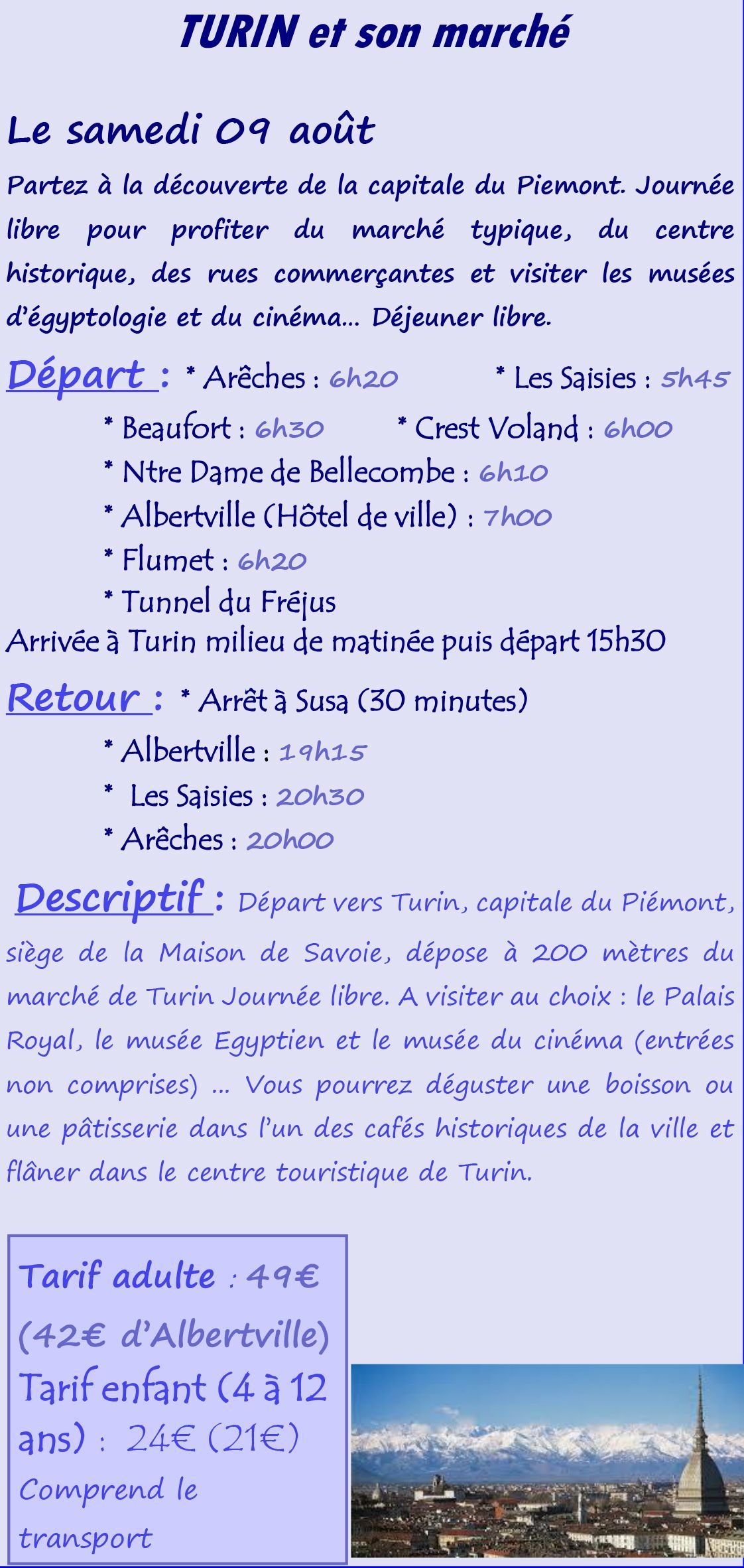 Flyer Turin et son marché