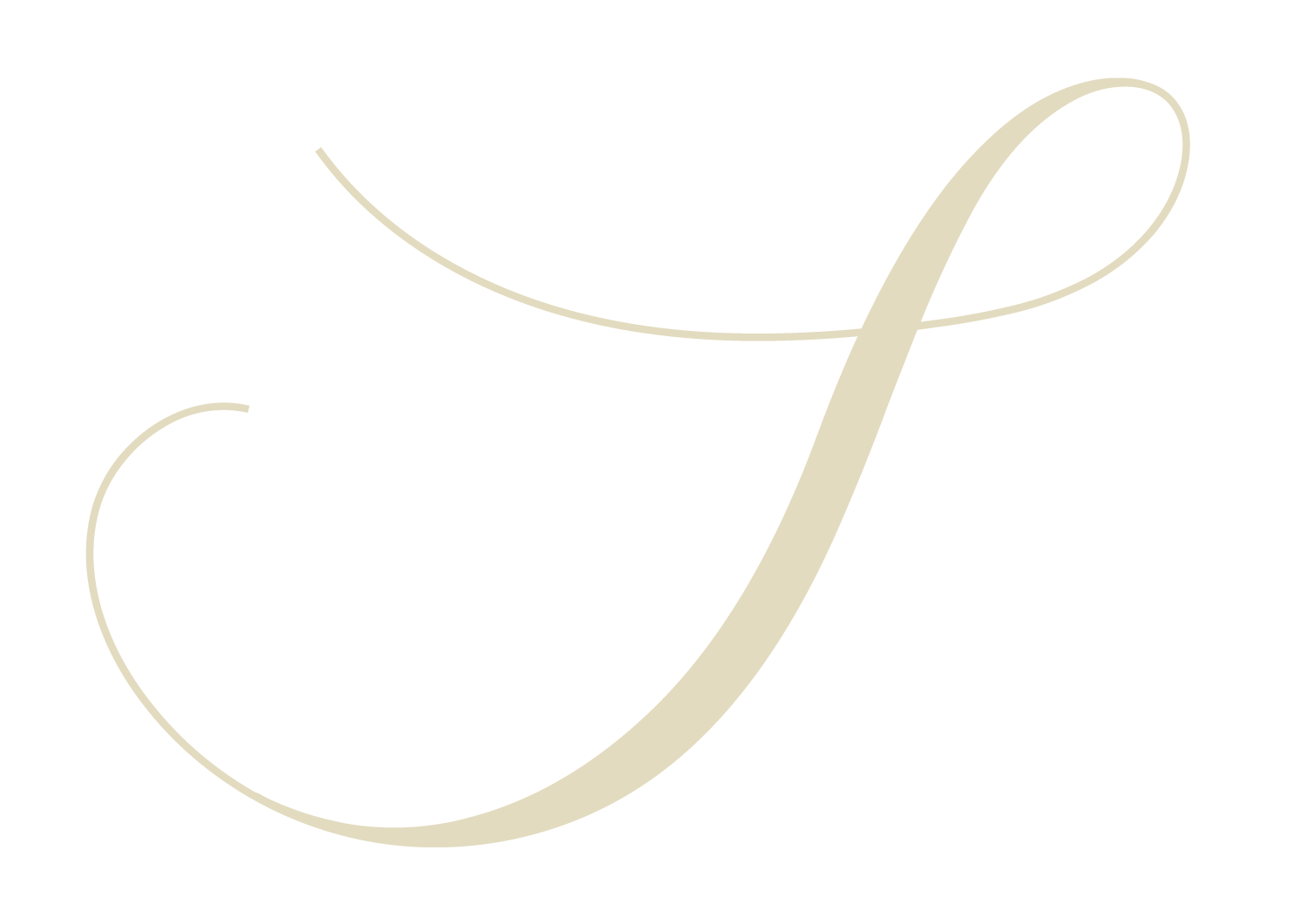 Elegante letra cursiva "S" en color beige claro.
