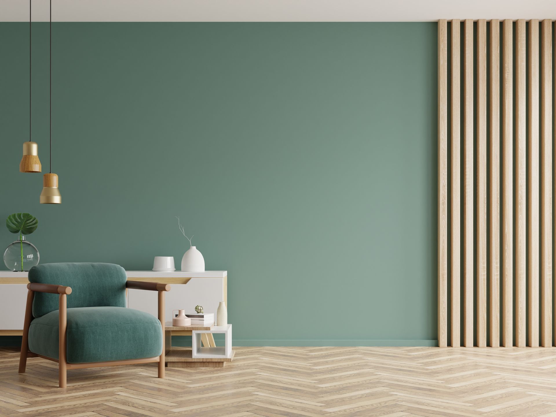 Intérieur peinture verte