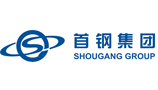 Das Logo der Shougang-Gruppe ist blau und weiß mit chinesischer Schrift.