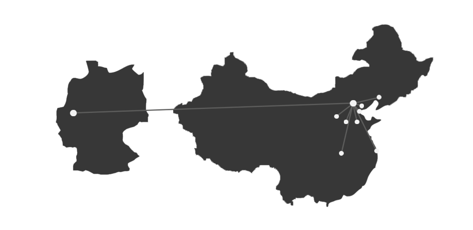Eine schwarz-weiße Karte von China und Deutschland