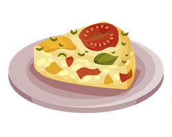 Una rebanada de pizza con tomates y albahaca en un plato.