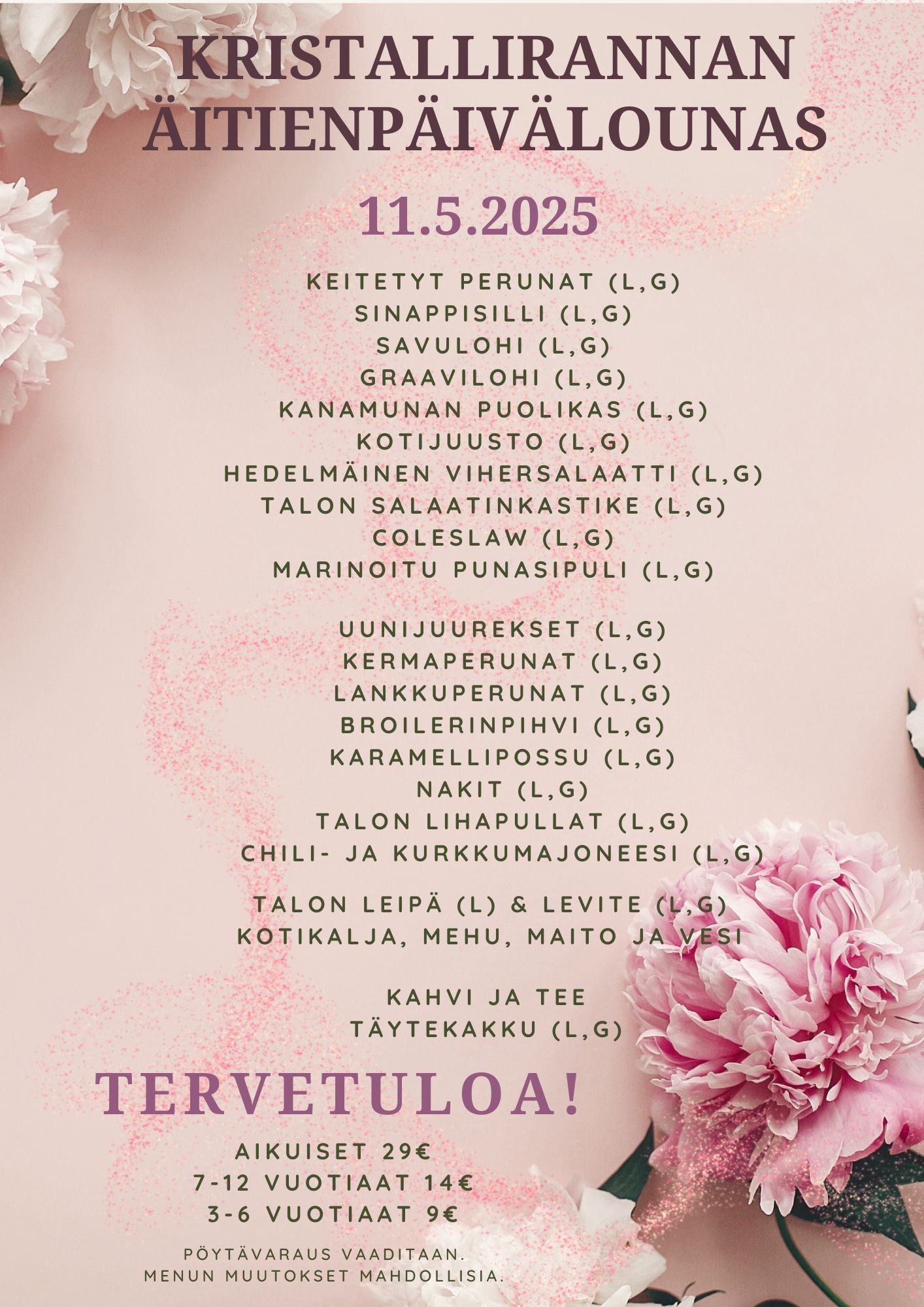 Kristallirannan äitienpäivälounas 2025