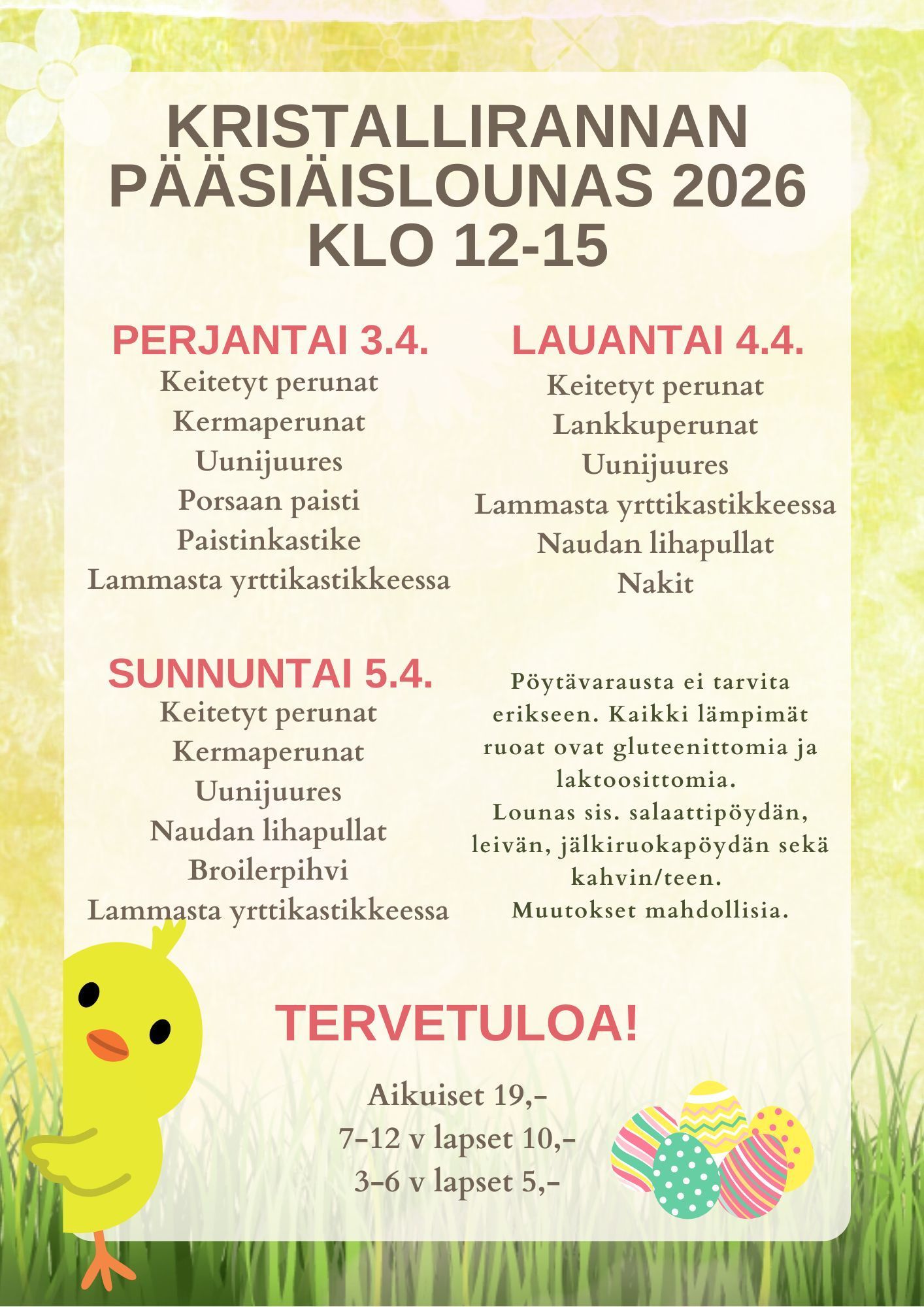PÄÄSIÄISLOUNAS 2026 SÄKYLÄ