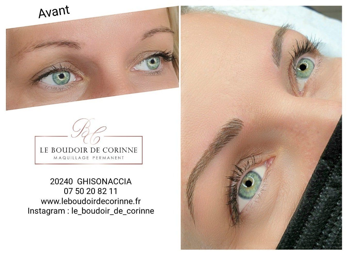 photo sourcils avant/ après Le Boudoir de Corinne