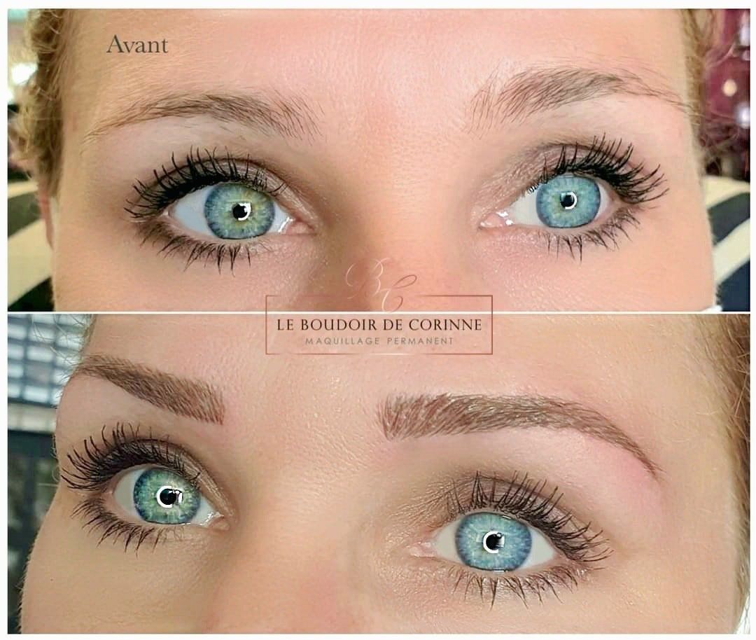sourcils permanent / yeux bleu clair