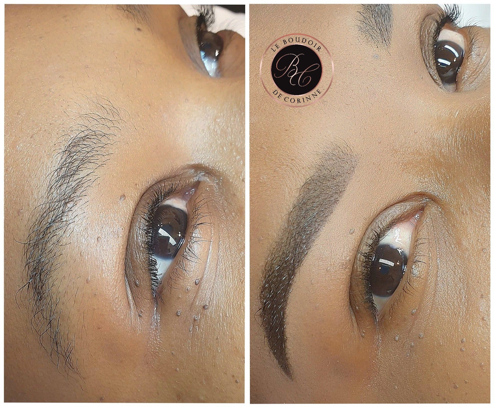 Tatouage de sourcils peau matte