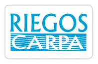 El logotipo de Riegos Carpa presenta la palabra 