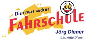A yellow and red logo for die etwas andere fahrschule