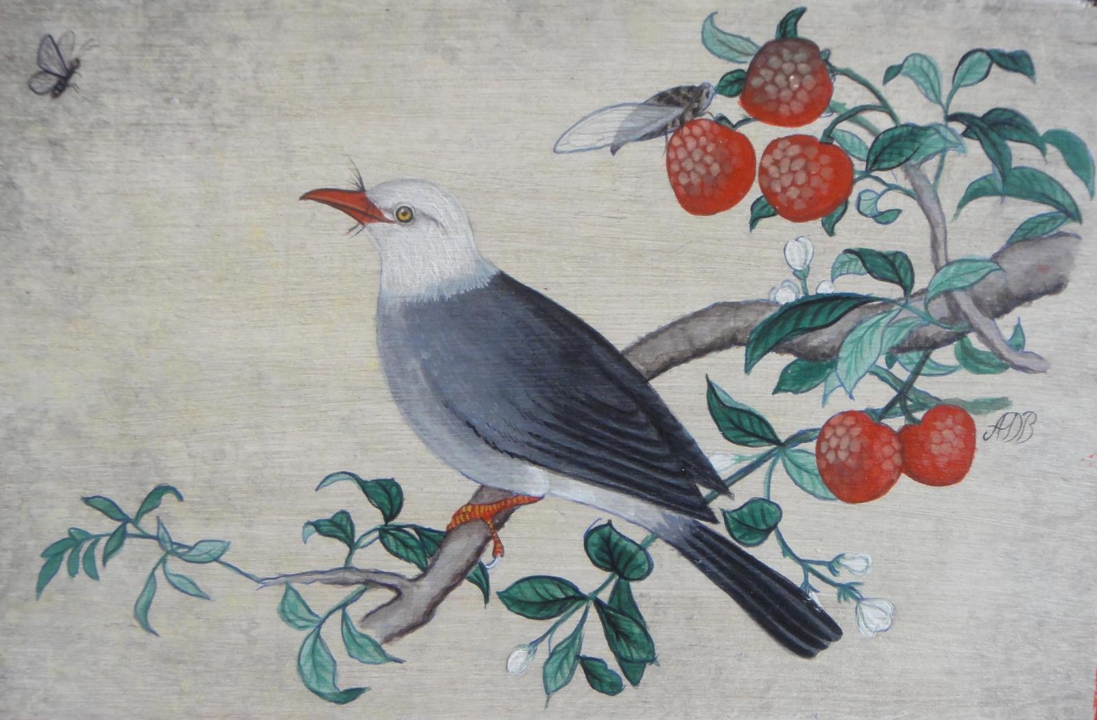 Atelier Guigue, 75003 Paris. Coffret décor oiseau