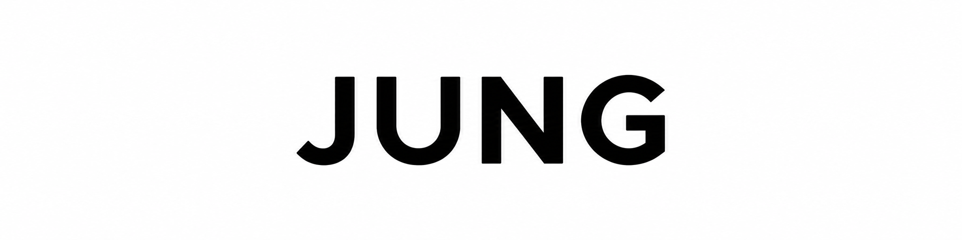 Texto negro que dice “JUNG” sobre un fondo blanco
