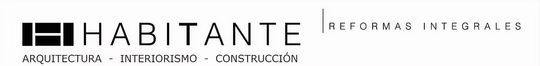 Logotipo de HABITANTE con un icono en blanco y negro y un eslogan gris delgado sobre un fondo blanco.