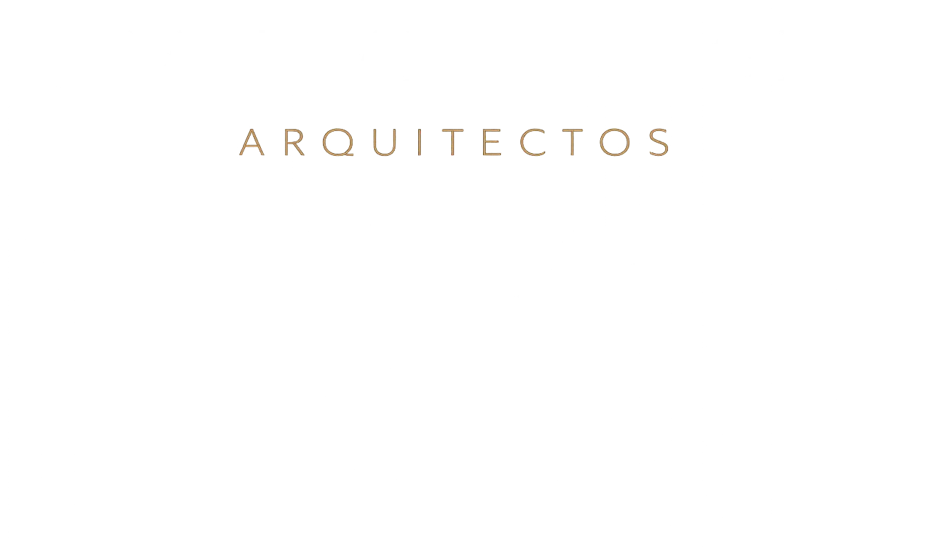 Pantalla blanca minimalista con texto beige fino centrado que dice “ARQUITECTOS”