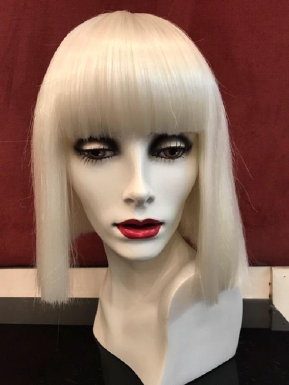 Perruque blanche cheveux lisses