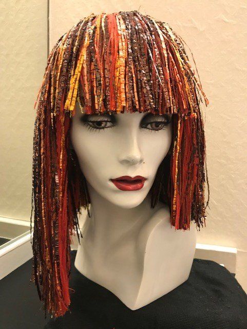 Perruque colorée rouge et orange
