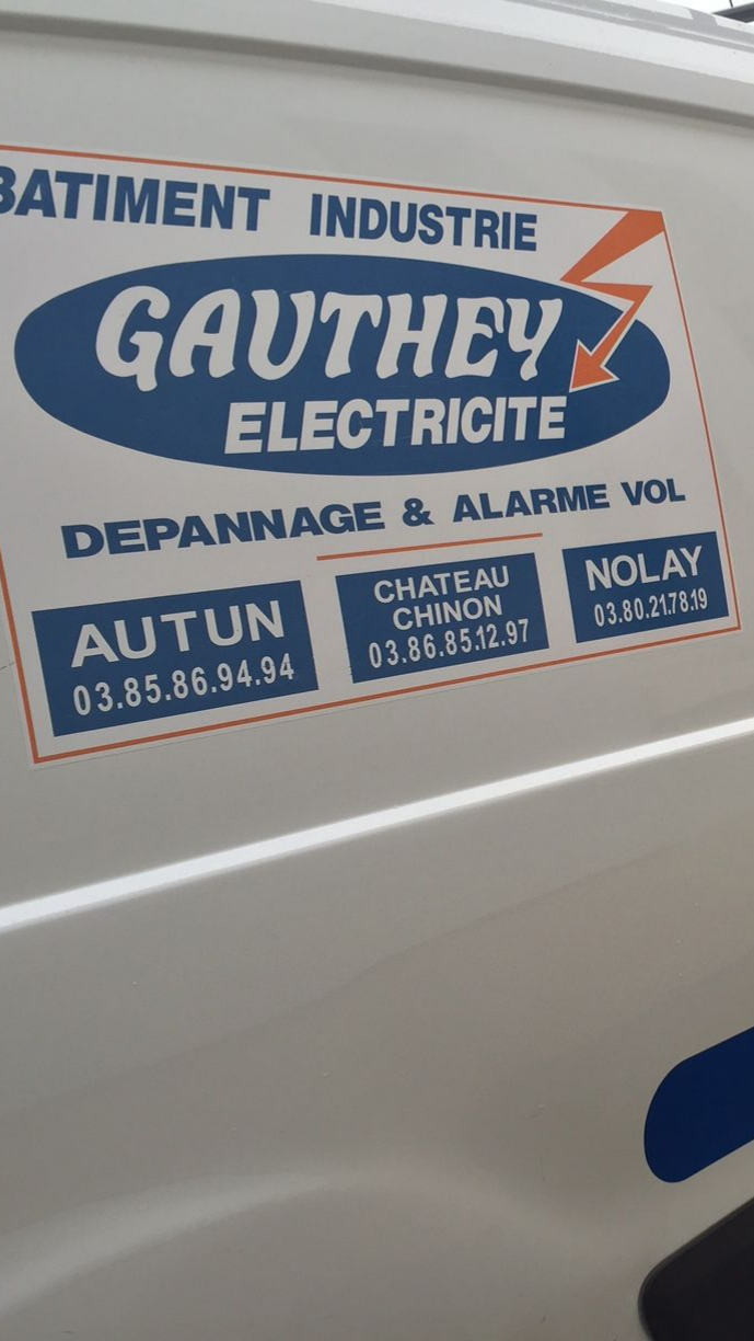Logo en bleu et orange de l'entreprise Gauthey Électricité