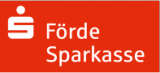 Logo der Förede Sparkasse in Weiß auf rotem Hintergrund, mit einem stilisierten weißen „S“-Symbol.