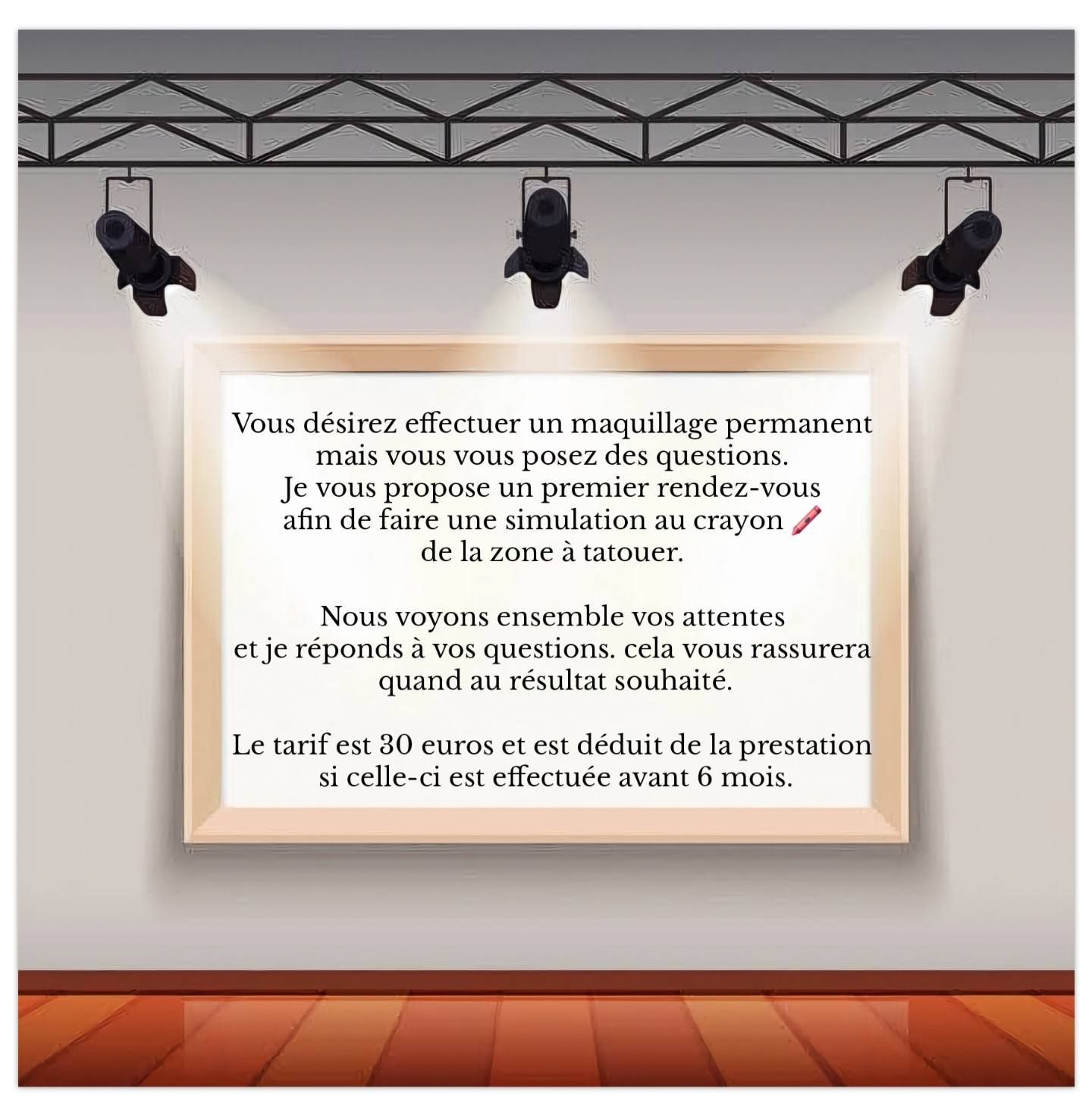 Flyer avec des informations sur le maquillage permanent