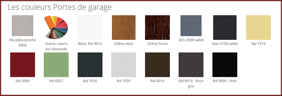 Couleurs de portes de garage