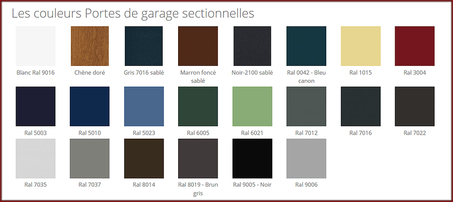 Couleurs de porte de garage