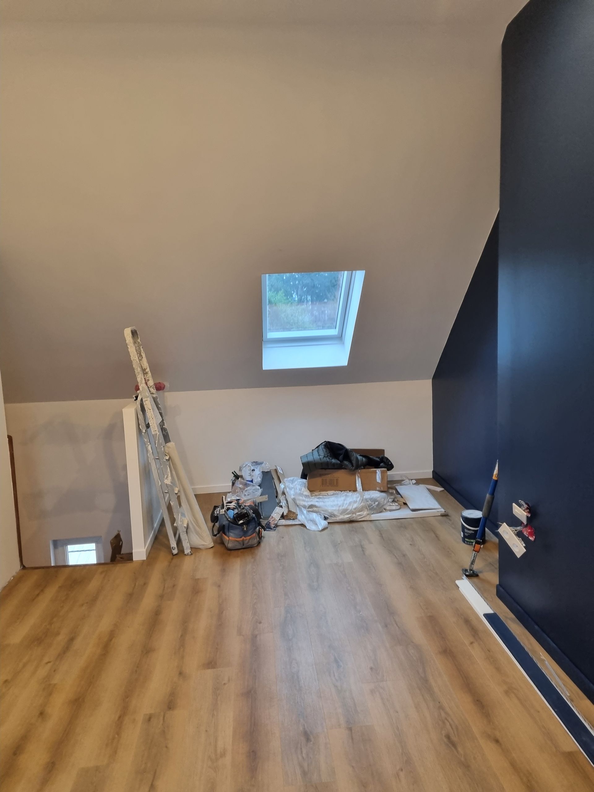 Pièce avec parquet et peinture