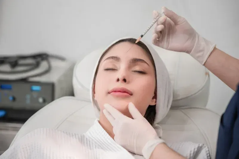 Aplicaci&oacute;n de plasma rico en plaquetas en el rostro para estimular la regeneraci&oacute;n celular y rejuvenecer la piel.