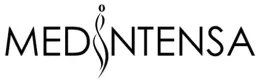 Logotipo con &ldquo;MED&rdquo; y &ldquo;NTENSA&rdquo; separados por una forma estilizada y fluida con un peque&ntilde;o c&iacute;rculo en la parte superior.