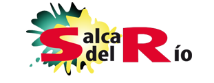 Un logotipo para Alca del Río con una flor en el fondo.