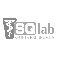 Graues SQlab Sports Ergonomics-Logo mit stilisiertem Wirbelsäulensymbol