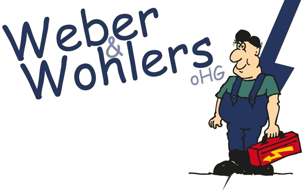 Ein Weber & nWohlers-Logo mit einem Cartoon-Mann, der einen Werkzeugkasten hält