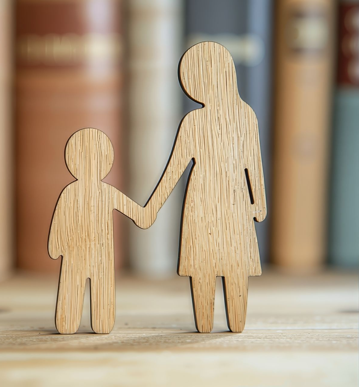 Une mère et son fils en bois