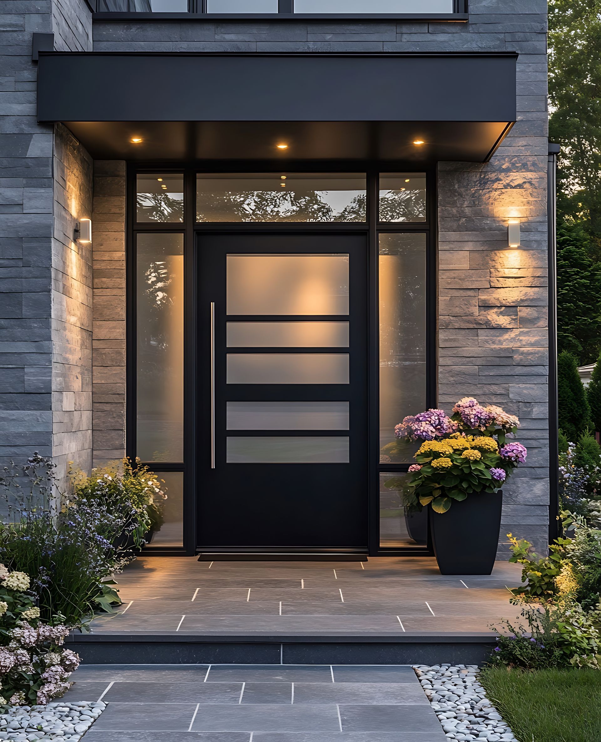 Une porte d'entrée moderne en aluminium