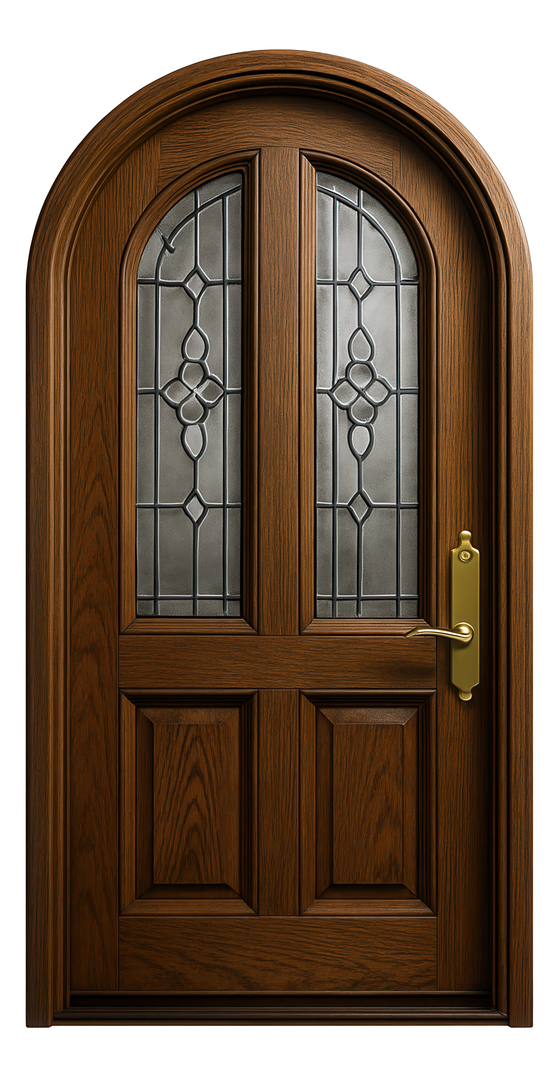 Porte en bois foncé avec une poignée dorée