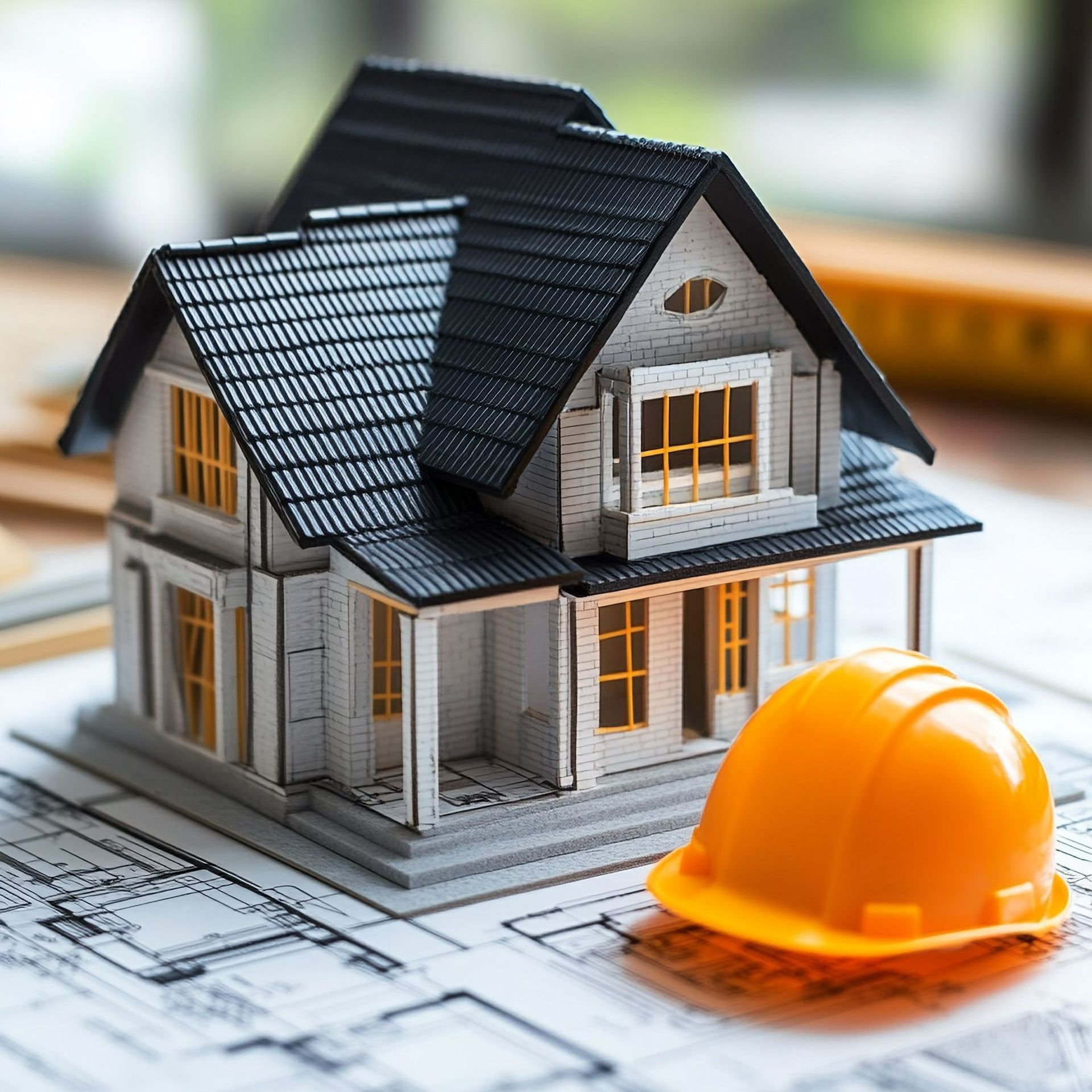 Maison avec un casque de chantier jaune