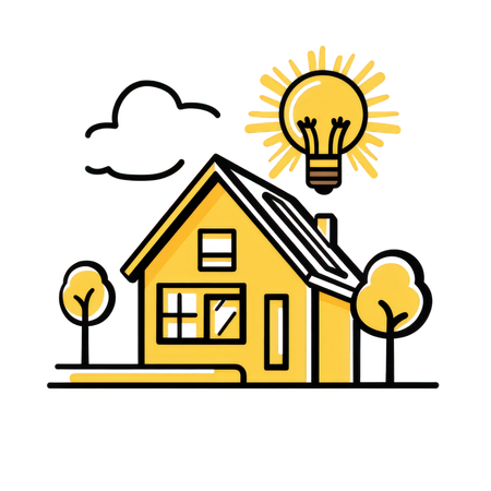 Dessin d'une maison avec fond jaune