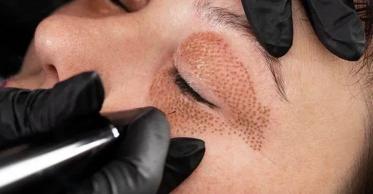 Una mujer está recibiendo un tratamiento en su ojo.