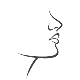 Un dibujo en blanco y negro del rostro de una mujer sobre un fondo blanco.