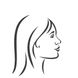 Un dibujo en blanco y negro del rostro de una mujer con cabello largo.