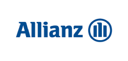 Allianz-Logo in Blau mit kreisförmigem Dreibalken-Emblem auf weissem Hintergrund
