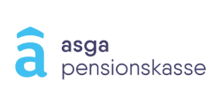 Logo der Asga-Pensionskasse mit blauem Symbol und dunkelgrauem Text auf weisssem Hintergrund