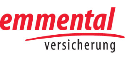 Logo der Emmental Versicherung in roter und schwarzer Schrift mit rotem Schwung unterstrichen