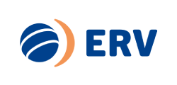 ERV-Logo in Blau und Orange auf weissem Hintergrund