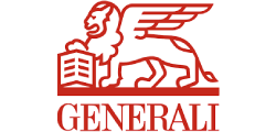 Rotes Generali-Logo mit geflügeltem Löwen über dem Wort „GENERALI“